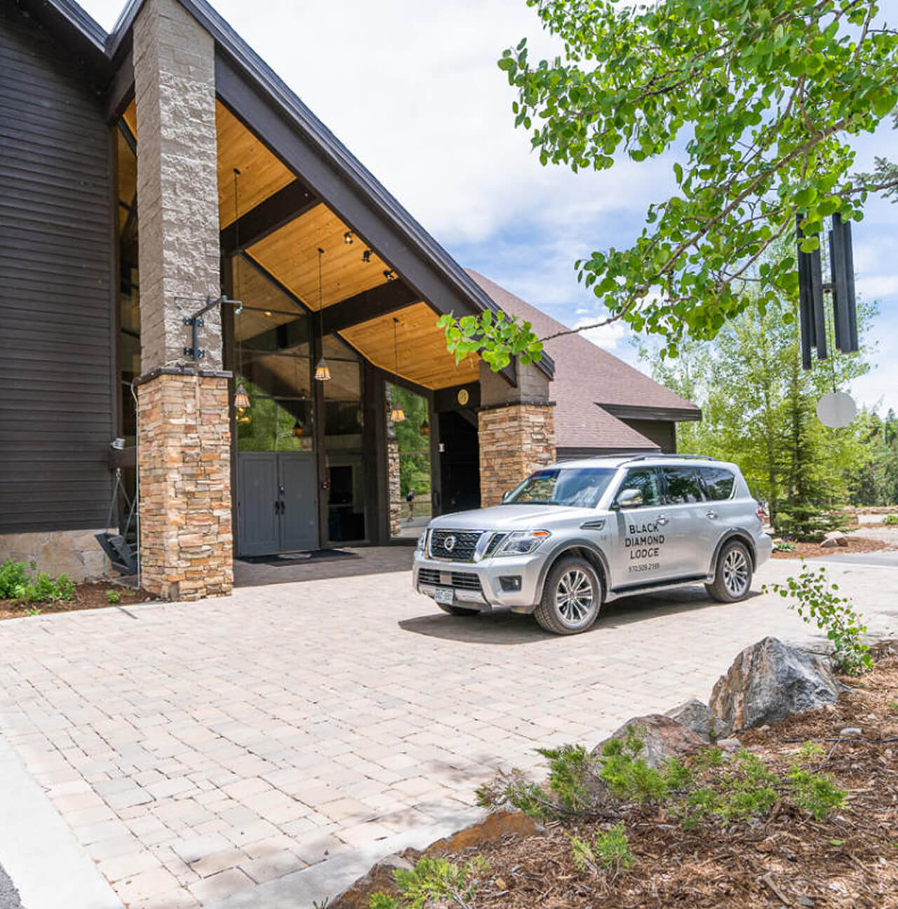 The parking area of Black Diamond Lodge