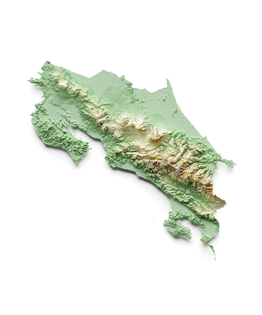 A relief map of Costa Rica