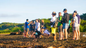 Teens learning about a community service project